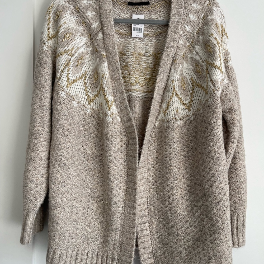 Lane Bryant Gold Beige  Pattern Cardigan Sweater NEW WITH TAGS